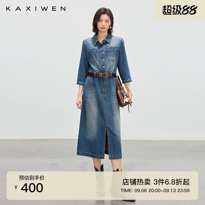 气质通勤纯棉牛仔连衣裙图片
