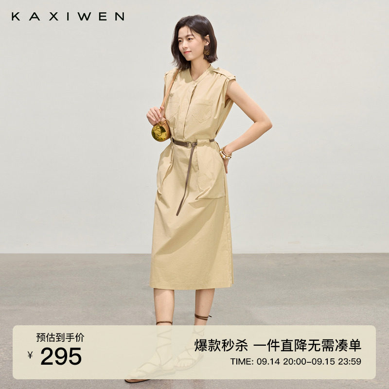 简约气质收腰棉质连衣裙图片