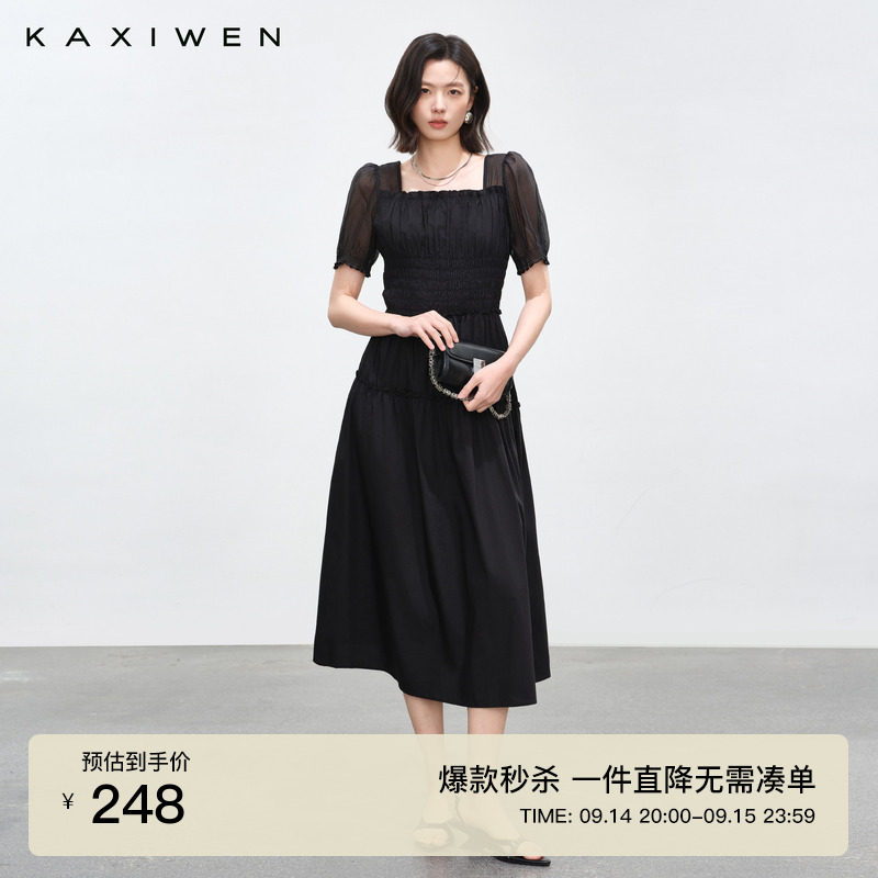 气质网纱木耳花边连衣裙图片