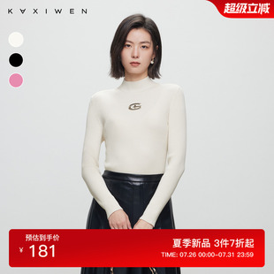 打底衫 佧茜文通勤百搭针织衫 半高领纯色修身 潮流冬季 上衣 新款