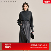 佧茜文老钱风气质套装 静奢风高腰裙摆开叉长裙 时尚 裙2025冬季 新款