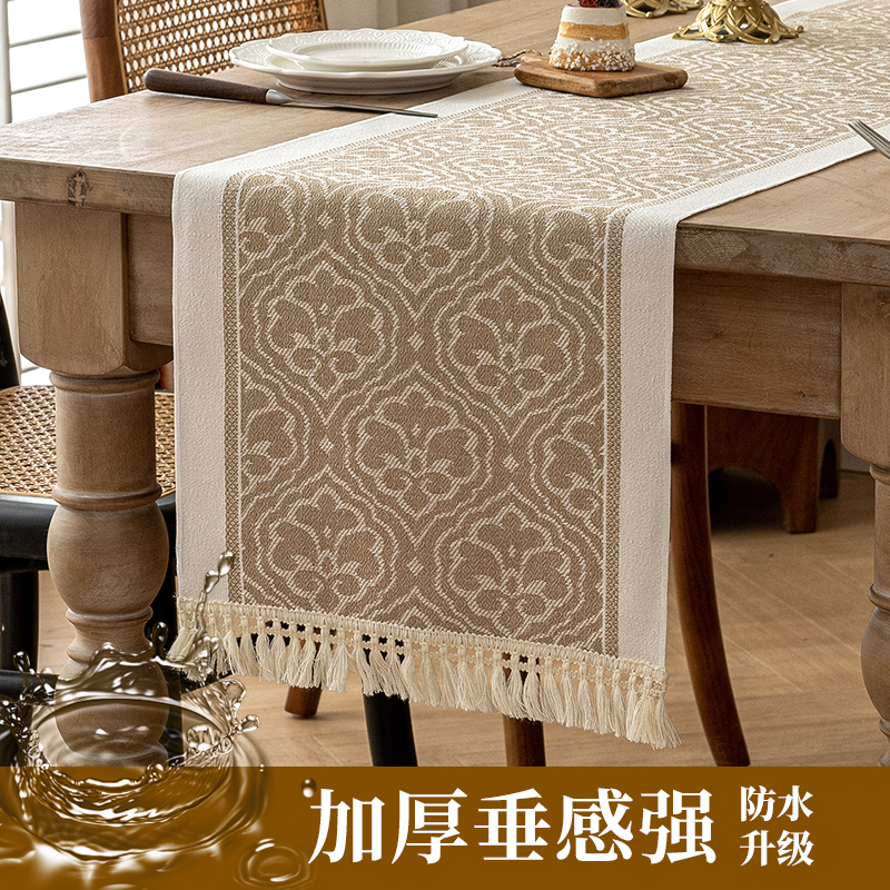 新款简约桌旗桌布防水棉麻流苏边长条桌布电视柜茶几鞋柜盖布盖巾