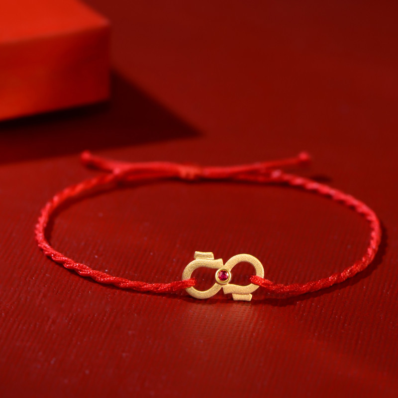 赫拉臻藏18K金龙年生肖红绳手链