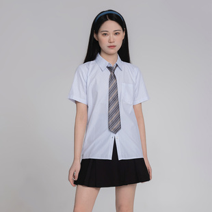 jk春夏天学生班服衬衣学院风短袖 制服毕业穿搭百褶裙套装 女 白衬衫