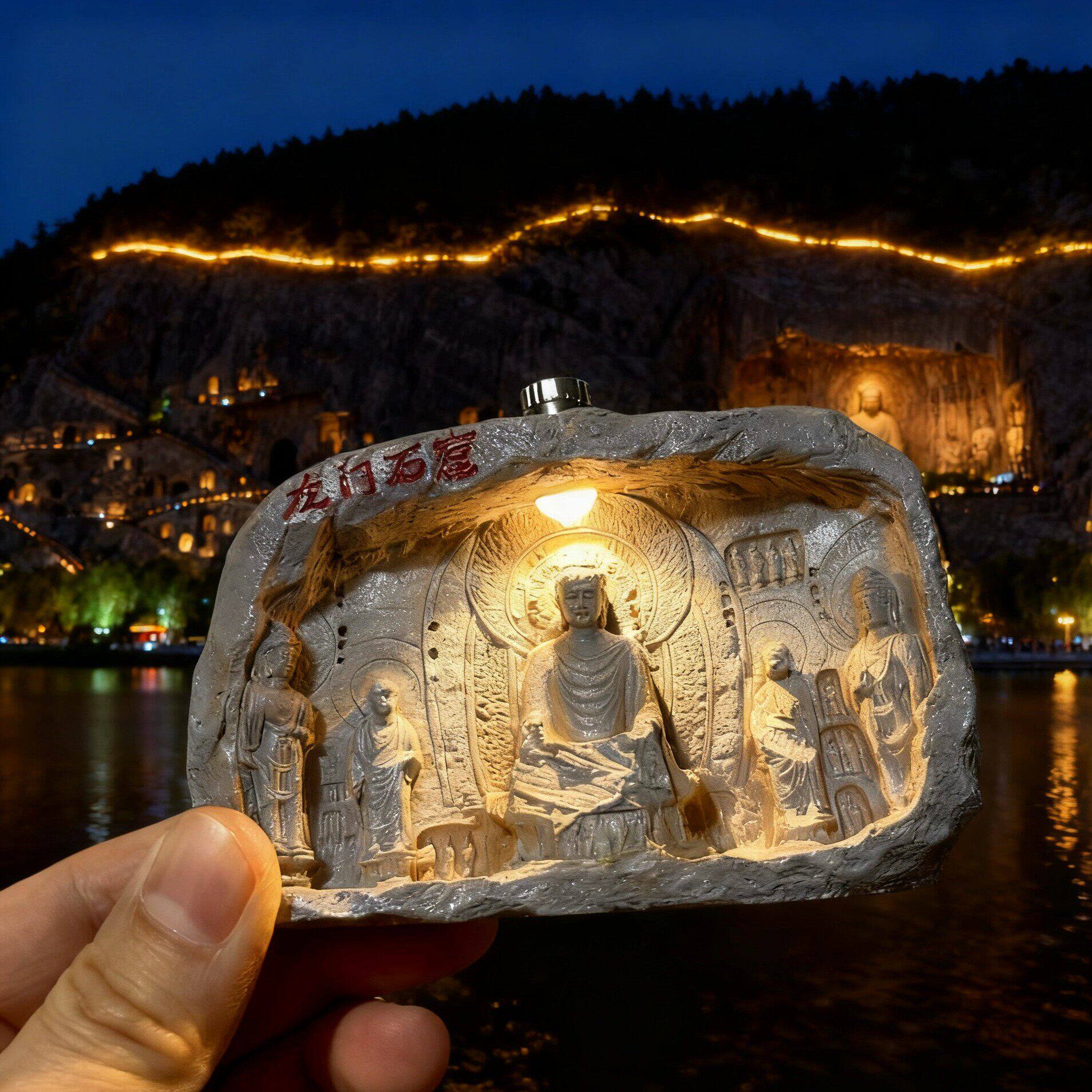龙门石窟冰箱贴个性创意发光佛像立体浮雕纪念品河南洛阳旅游2025