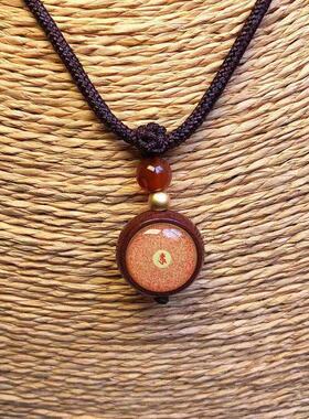 楞严唐卡朱砂吊坠项链双面紫金砂唐卡挂坠毛衣链可吊坠手机链单坠