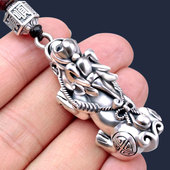 实心貔貅钥匙扣挂件男女个性 情侣复古汽车钥匙圈车挂礼品复古风