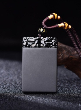 2026年马年天然磨砂黑曜石双貔貅平安无事牌吊坠饰品厂家直销批发