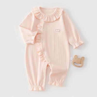 婴儿连体衣春秋季纯棉a类女宝宝春装外出衣服小公主超萌哈衣爬服A