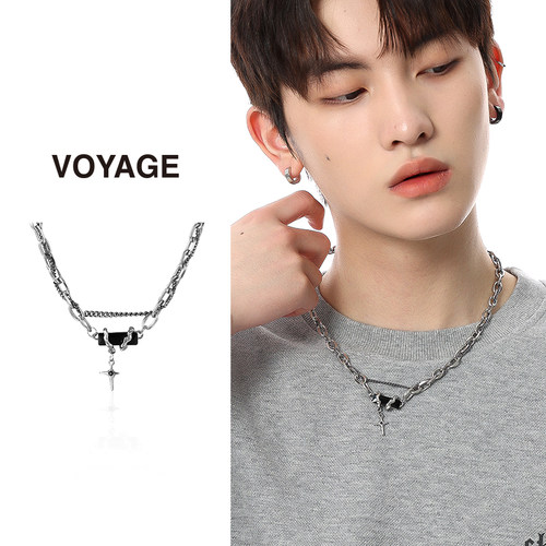 VOYAGE缠绕黑宝石星芒项链配饰男