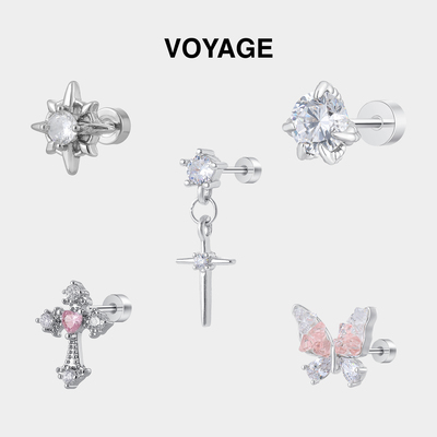 十字架吊坠耳钉女耳骨钉耳蜗钉男