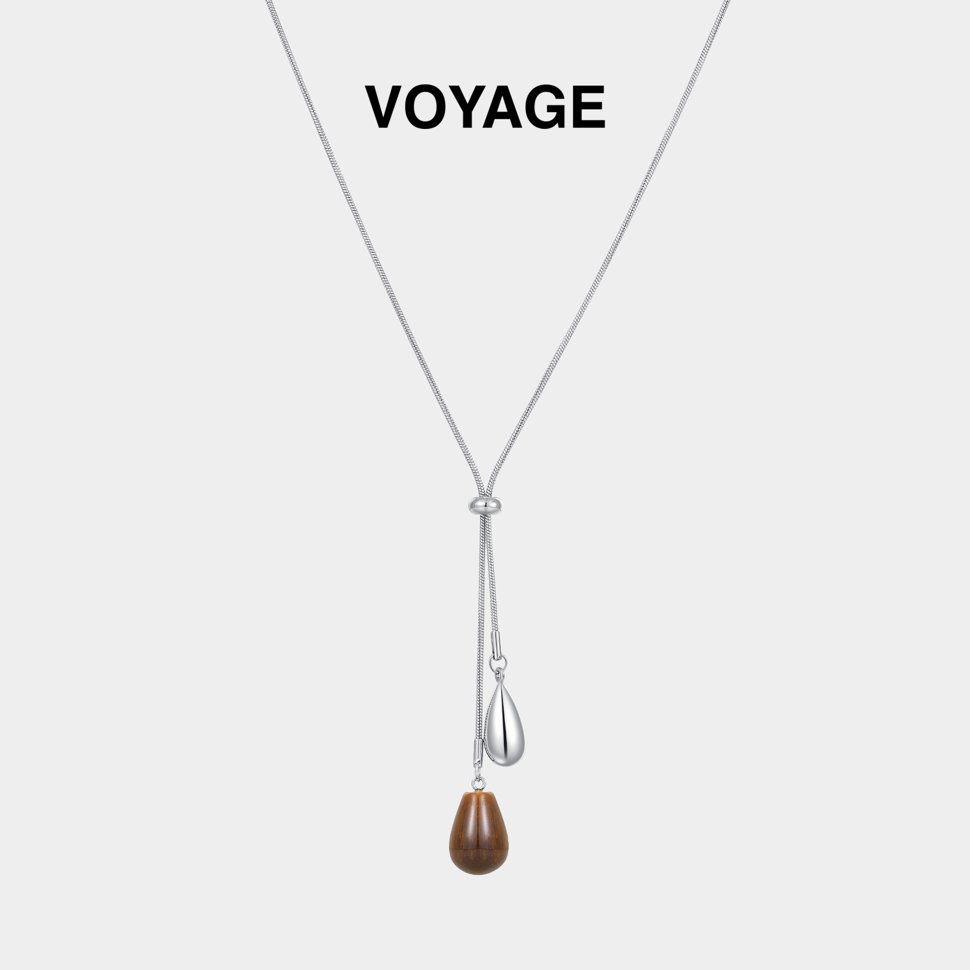 虎眼石吊坠项链女钛钢毛衣链配饰