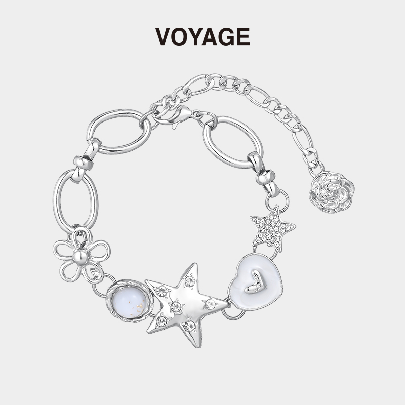 韩系星星爱心纽扣重工手链女款