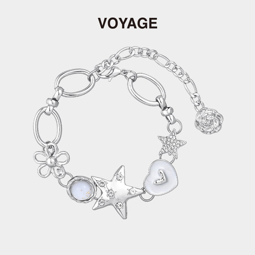 韩系星星爱心纽扣重工手链女款