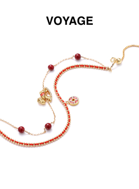 本命年马上有钱花双层红绳手链女