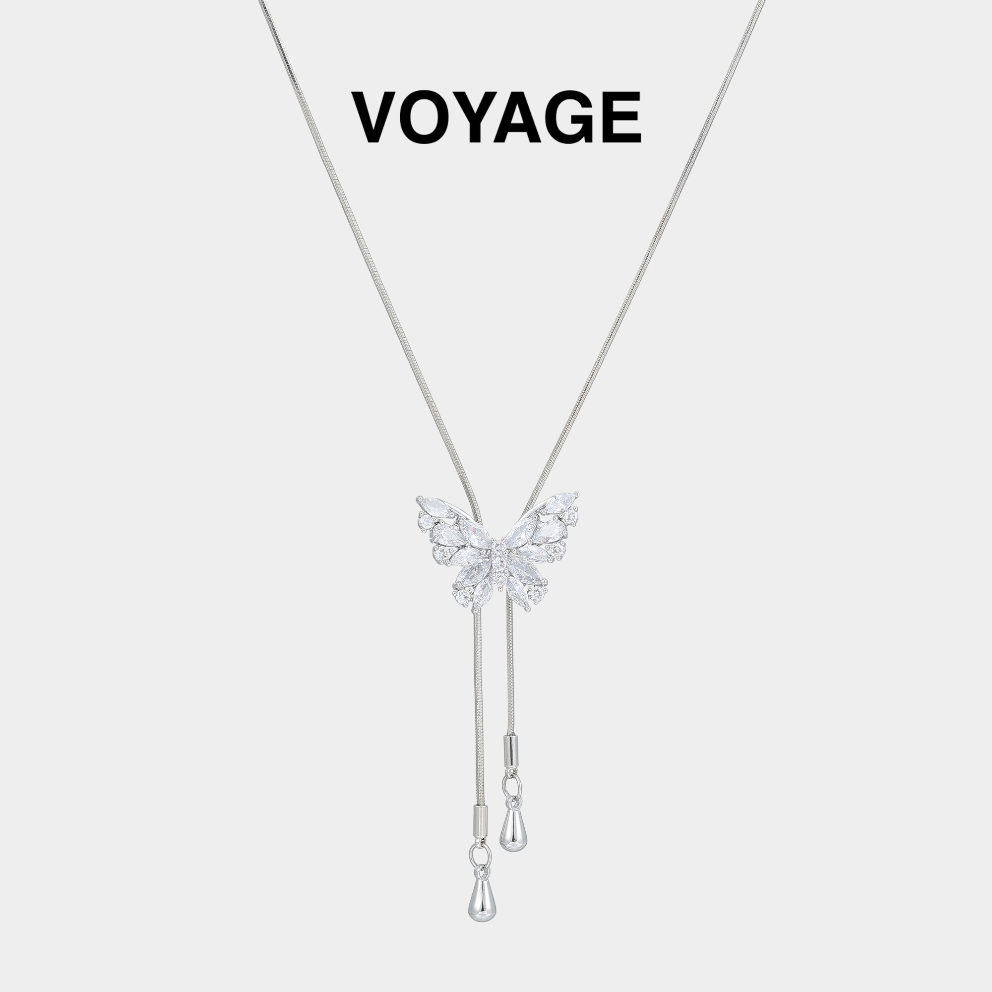 蝴蝶长款可抽拉式项链毛衣链配饰