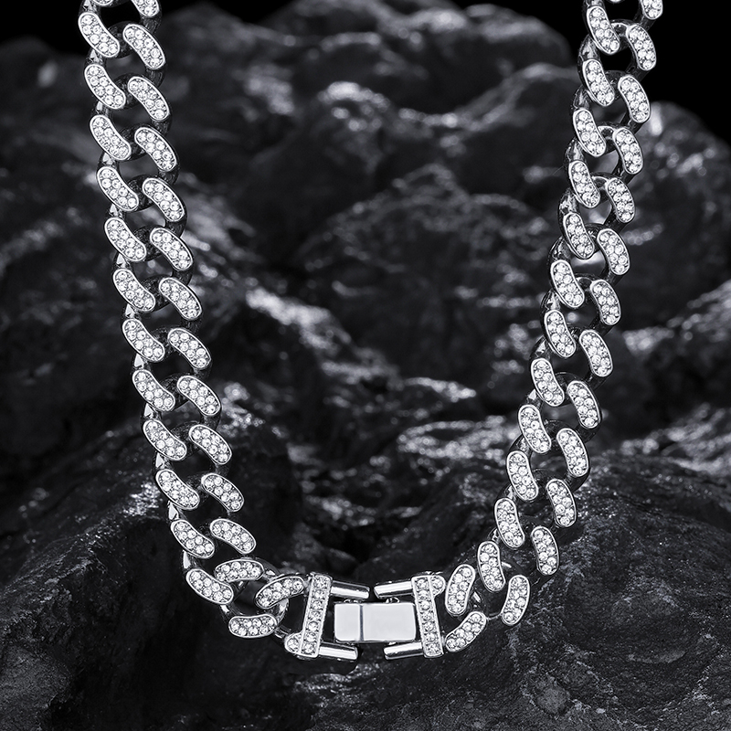 美式嘻哈镶钻古巴链项链男款潮流