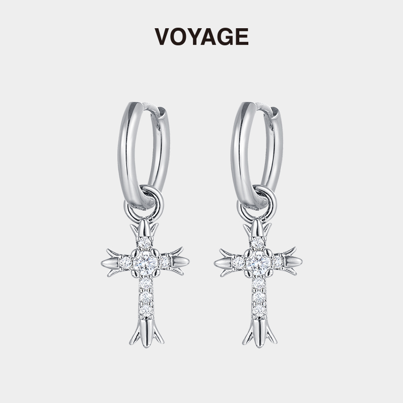 爆闪锆石十字架吊坠耳环耳扣耳饰