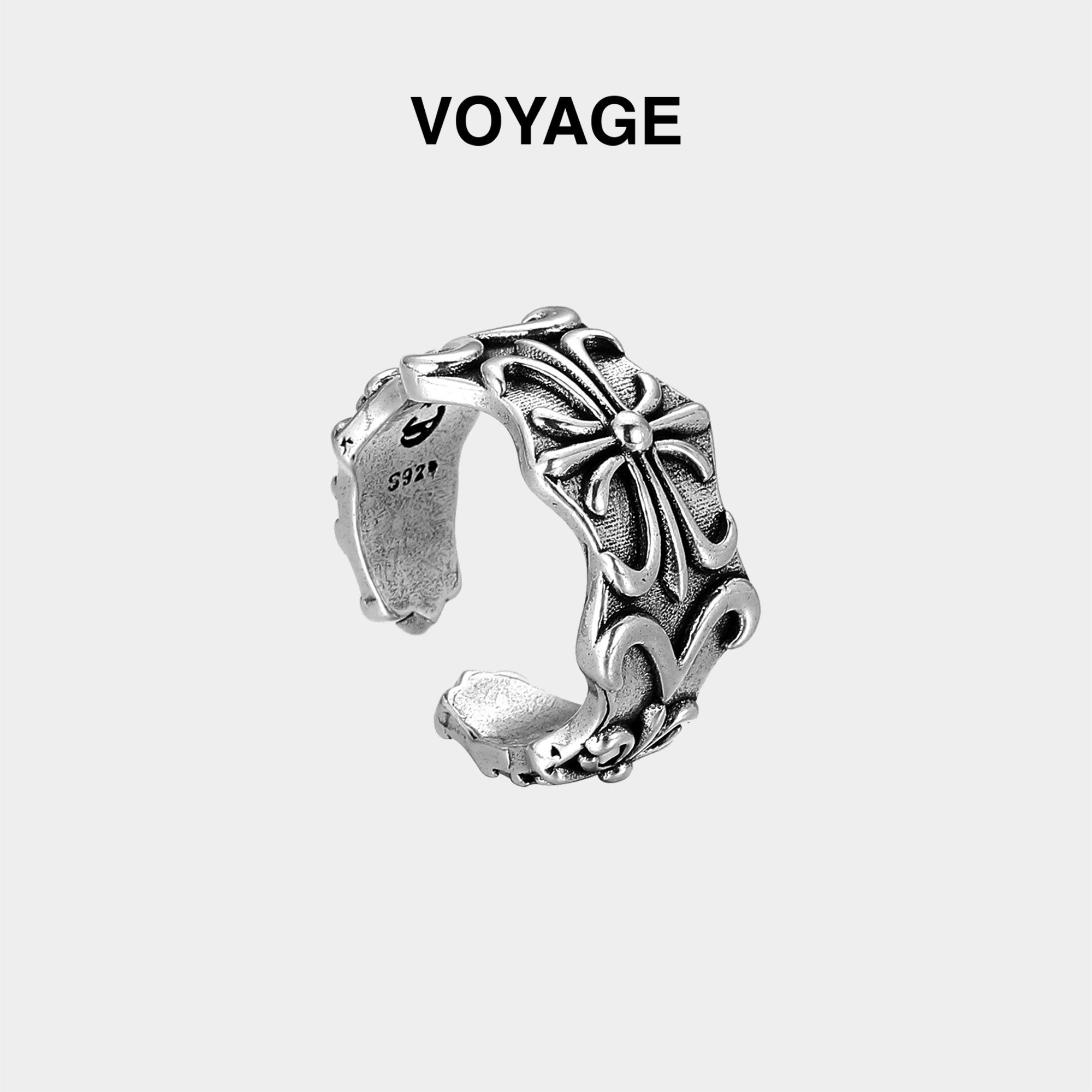VOYAGE羊角戒指潮牌小众百搭男款图片