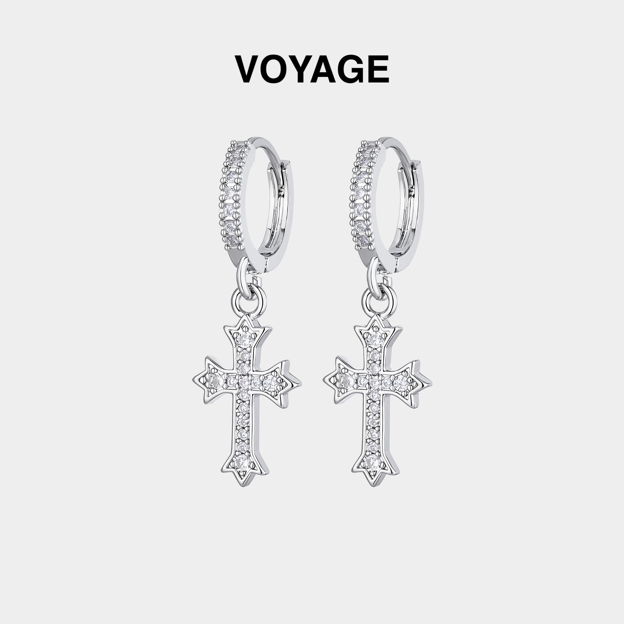 轻奢高级感十字架吊坠耳环女耳圈
