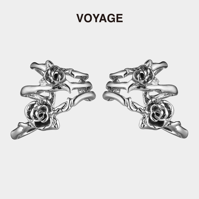 VOYAGE原创设计玫瑰花耳蜗耳骨夹耳夹女无耳洞耳环高级感小众耳饰
