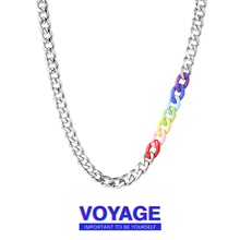 VOYAGE彩虹高级感钛钢项链男潮hiphop男士嘻哈古巴链欧美链子配饰