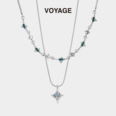 VOYAGE双层叠戴四芒星项链女款 轻奢小众女生锁骨链高级感颈链配饰