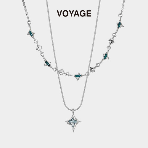 VOYAGE双层叠戴四芒星项链设计感