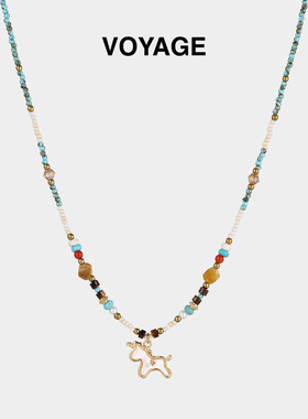 金色小马钛钢项链女毛衣链锁骨链