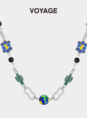 VOYAGE仙人掌项链嘻哈男士潮牌锁骨链高级感小众男款男生链子配饰
