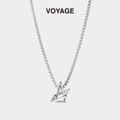 钛钢轻奢男士 几何双环扣长款 项链男款 高级感男生小众毛衣链配饰女