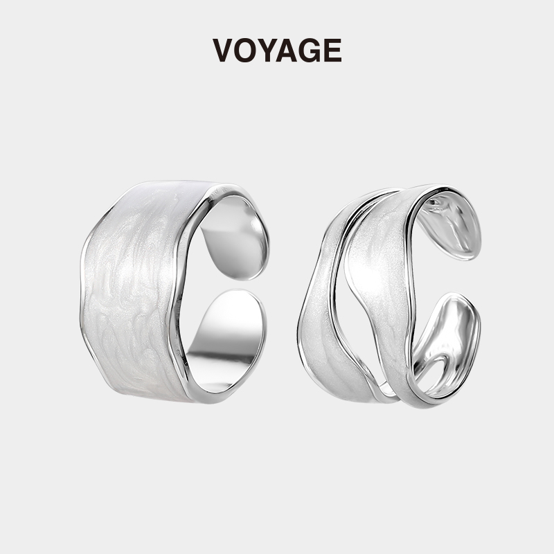VOYAGE白色滴釉开口戒指小众设计