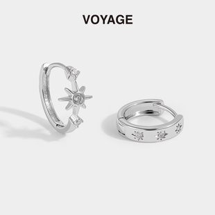 八芒星不对称耳环女星星耳钉男耳圈素圈耳坠小众耳扣高级感耳饰夏