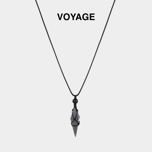 黑曜石项链男款长款串珠毛衣链女