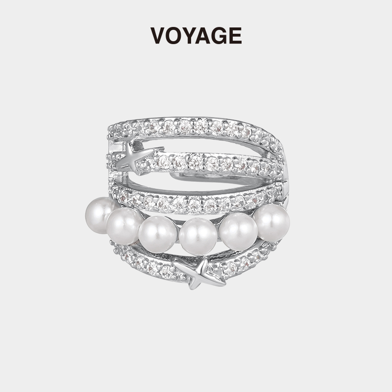 多层镶钻珍珠耳骨夹无耳洞新款