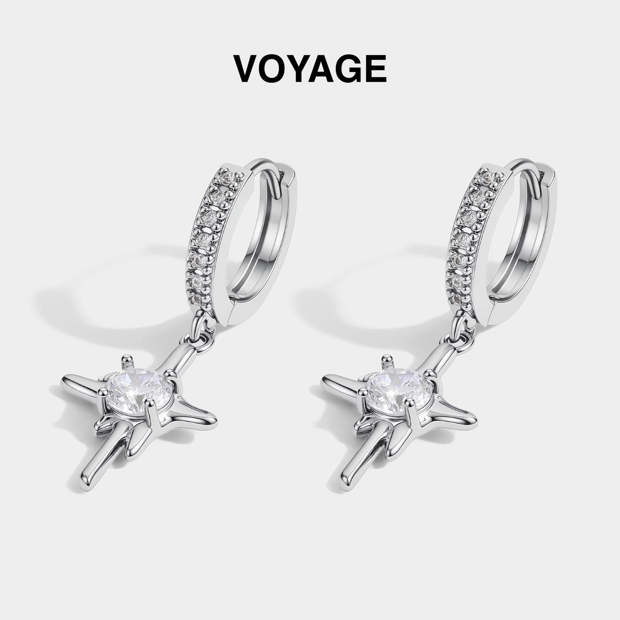 爆闪锆石十字架耳环耳钉耳圈耳饰