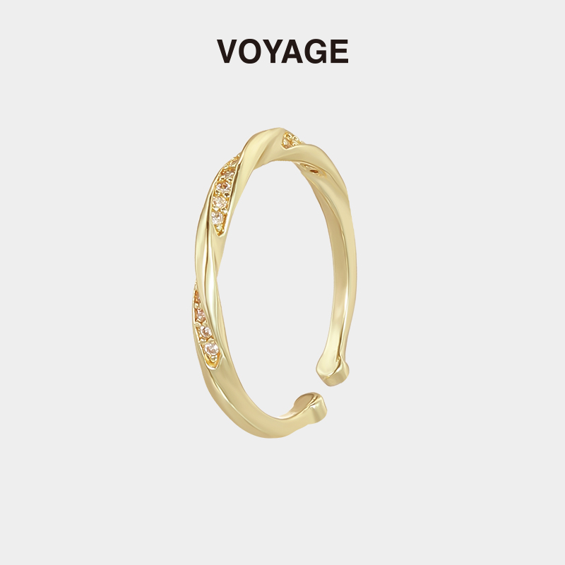 VOYAGE可调节素圈开口戒指女