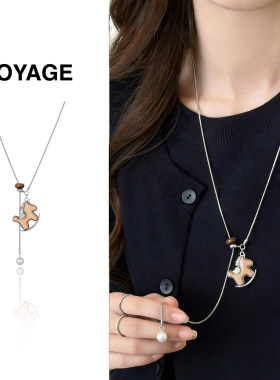 马上好运木质小马毛衣链女款项链