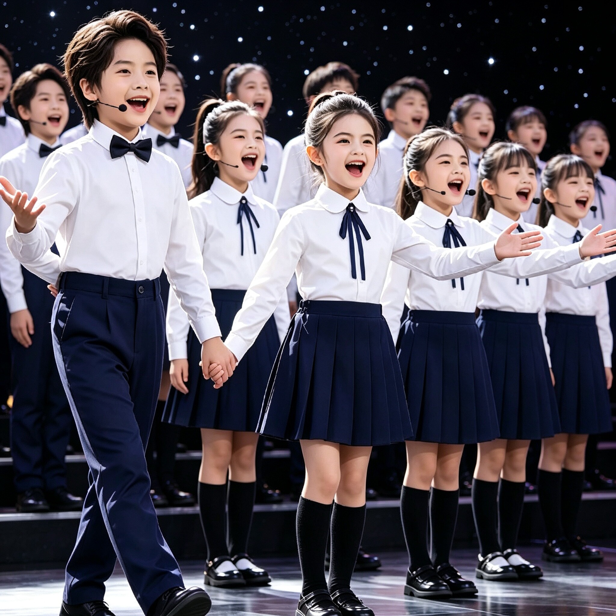 儿童大合唱演出服中小学生演讲诗朗诵班服团体比赛表演服主持礼服