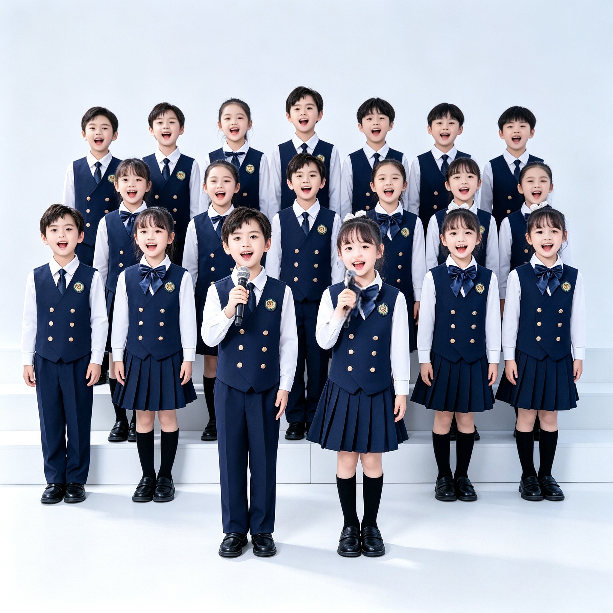 男女中小学生大合唱服装儿童英伦马甲套装校园班级朗诵舞台演出服