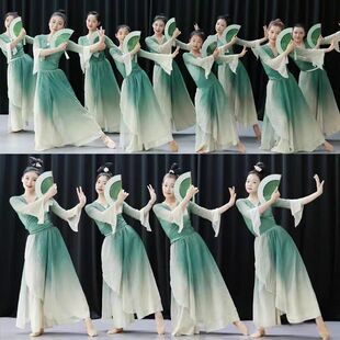 醉清波舞蹈演出服绿罗裙同款剧目儿童舞蹈服古典舞中国风飘逸纱衣
