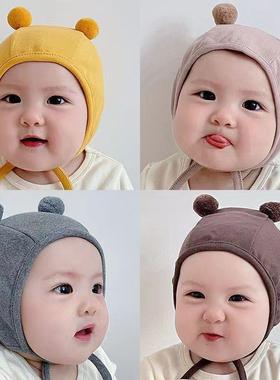宝宝RFV纯帽春秋护耳帽新子生儿胎帽棉婴幼儿爱超萌秋季系带套可