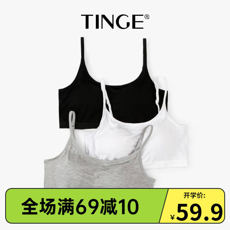 TINGE2件装内衣文胸女带胸垫打底运动内衣女美背无钢圈学生抹胸文