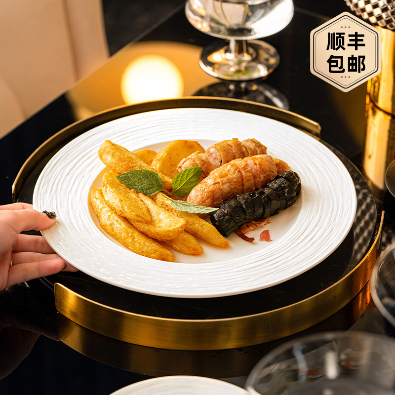 景德镇陶瓷餐具纯白釉下彩饭碗装泡面 面碗盘组合2人碗碟套装家用