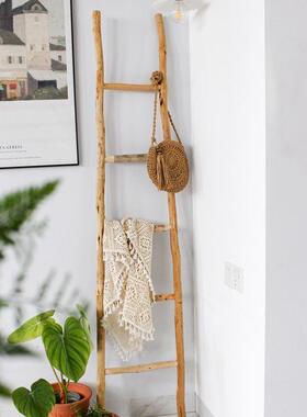 拍照梯子便携式北欧装饰木梯实木原木梯子森系民宿摄影道具乔迁新