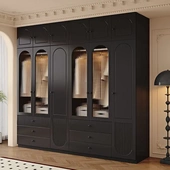 实木衣柜家用卧室简约组合柜新款 复古柜子可定制 衣橱收纳储物法式