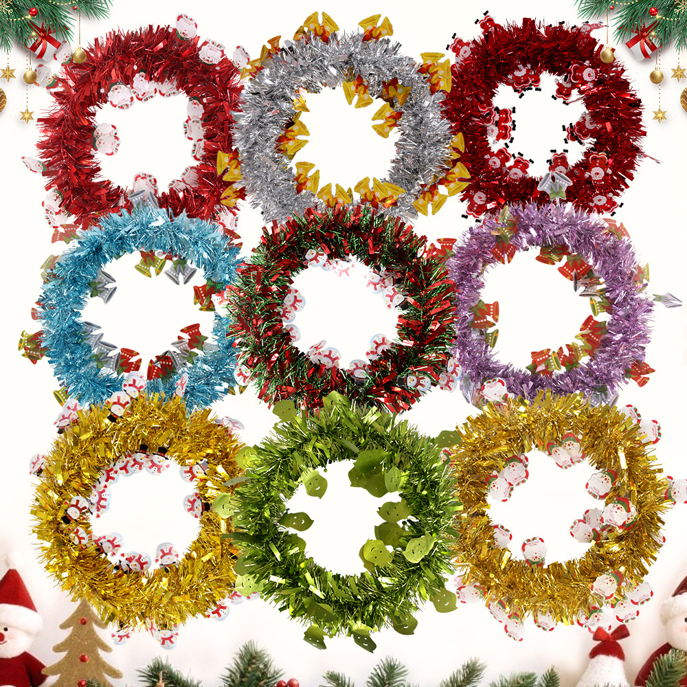 圣诞节装饰品圣诞花环pet彩条