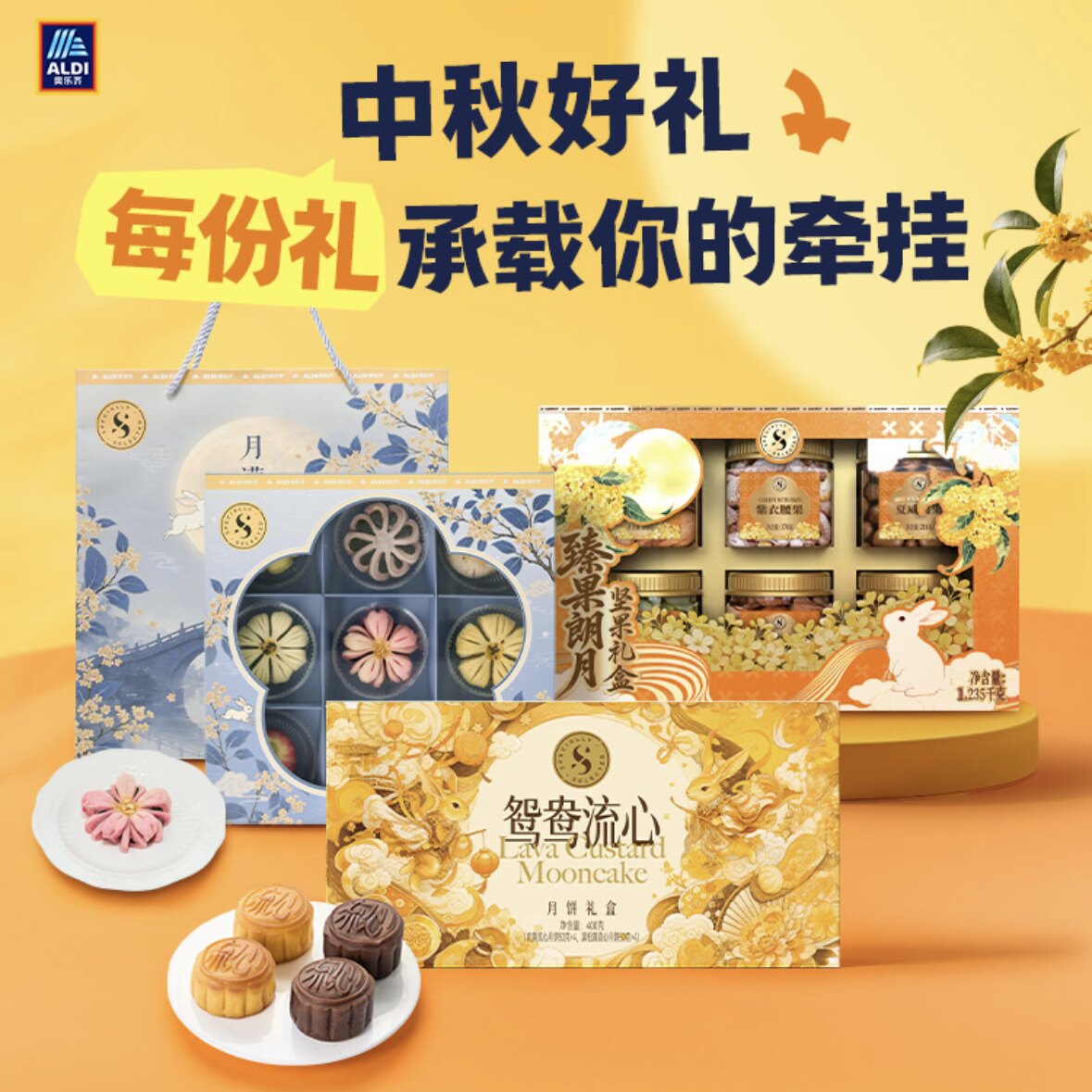 奥乐齐ALDI 月饼粮油茶叶滋补银耳燕窝海参藕粉灰枣中秋礼盒代购