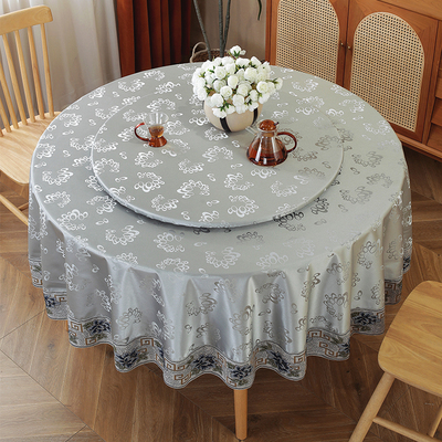 新中式氛围感桌布防水防油防烫免洗餐桌布酒店饭店圆形大圆桌台布