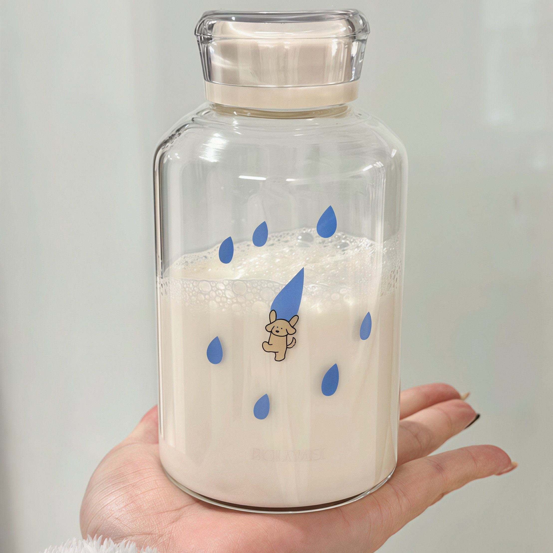 随手杯女生密封牛奶早餐杯卡通透明玻璃杯水杯可爱带盖子外带咖啡